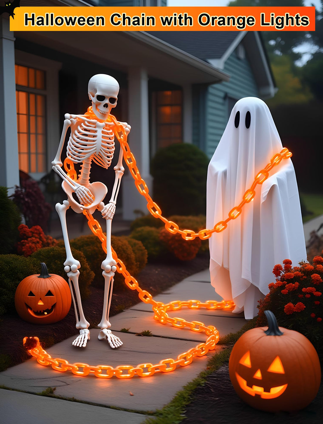 Halloween Battery-Operated Orange LED String Lights - Halloween Battery-Operated Orange LED String Lights