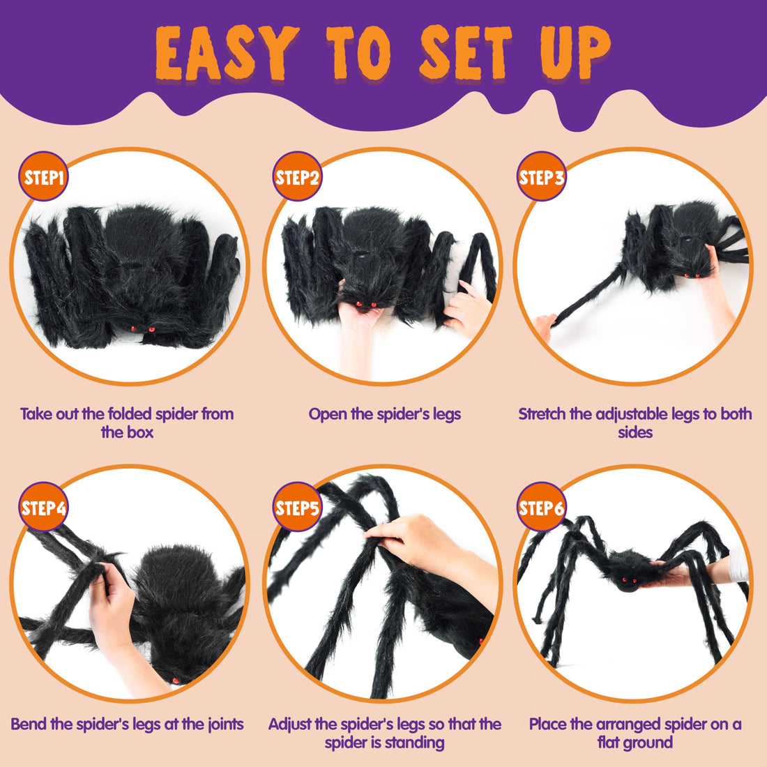 JOYIN 5ft Giant Halloween Spider – Large Black Spider for Outdoor Yard - JOYIN 5ft Giant Halloween Spider – Large Black Spider for Outdoor Yard