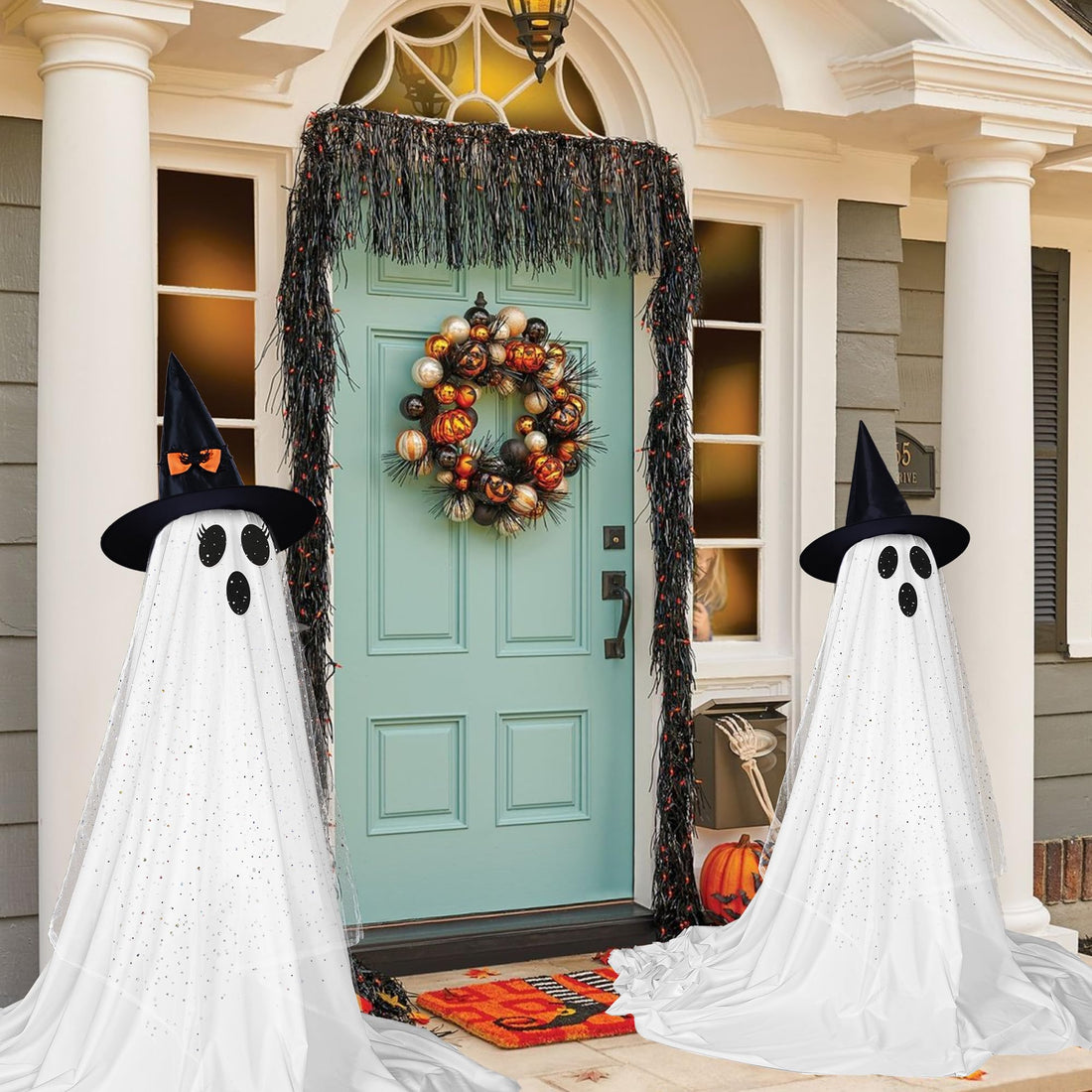 2-Pack Halloween Ghost Decorations with Remote-Controlled String Lights - 2-Pack Halloween Ghost Decorations with Remote-Controlled String Lights