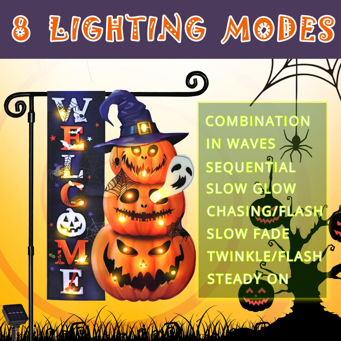 Halloween Lighted Garden Flag for Outside - Halloween Lighted Garden Flag for Outside