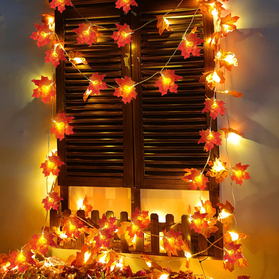 TURNMEON 2-Pack 20ft Maple Leaf LED String Lights - TURNMEON 2-Pack 20ft Maple Leaf LED String Lights
