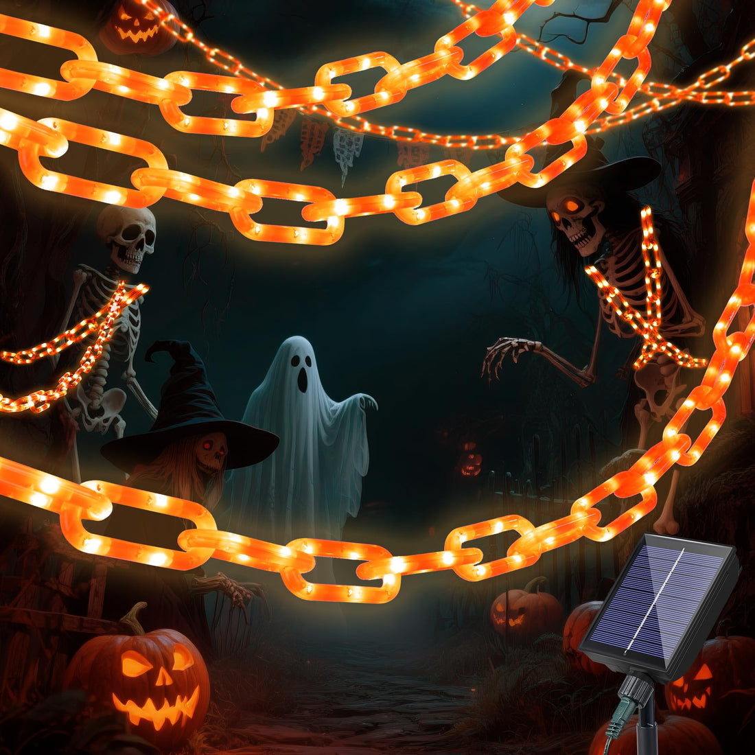 Halloween Battery-Operated Orange LED String Lights - Halloween Battery-Operated Orange LED String Lights