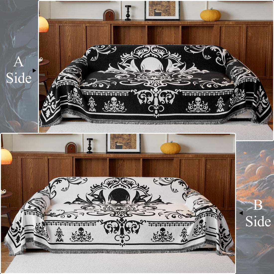 EVENHUG Halloween Reversible Sofa Cover - EVENHUG Halloween Reversible Sofa Cover