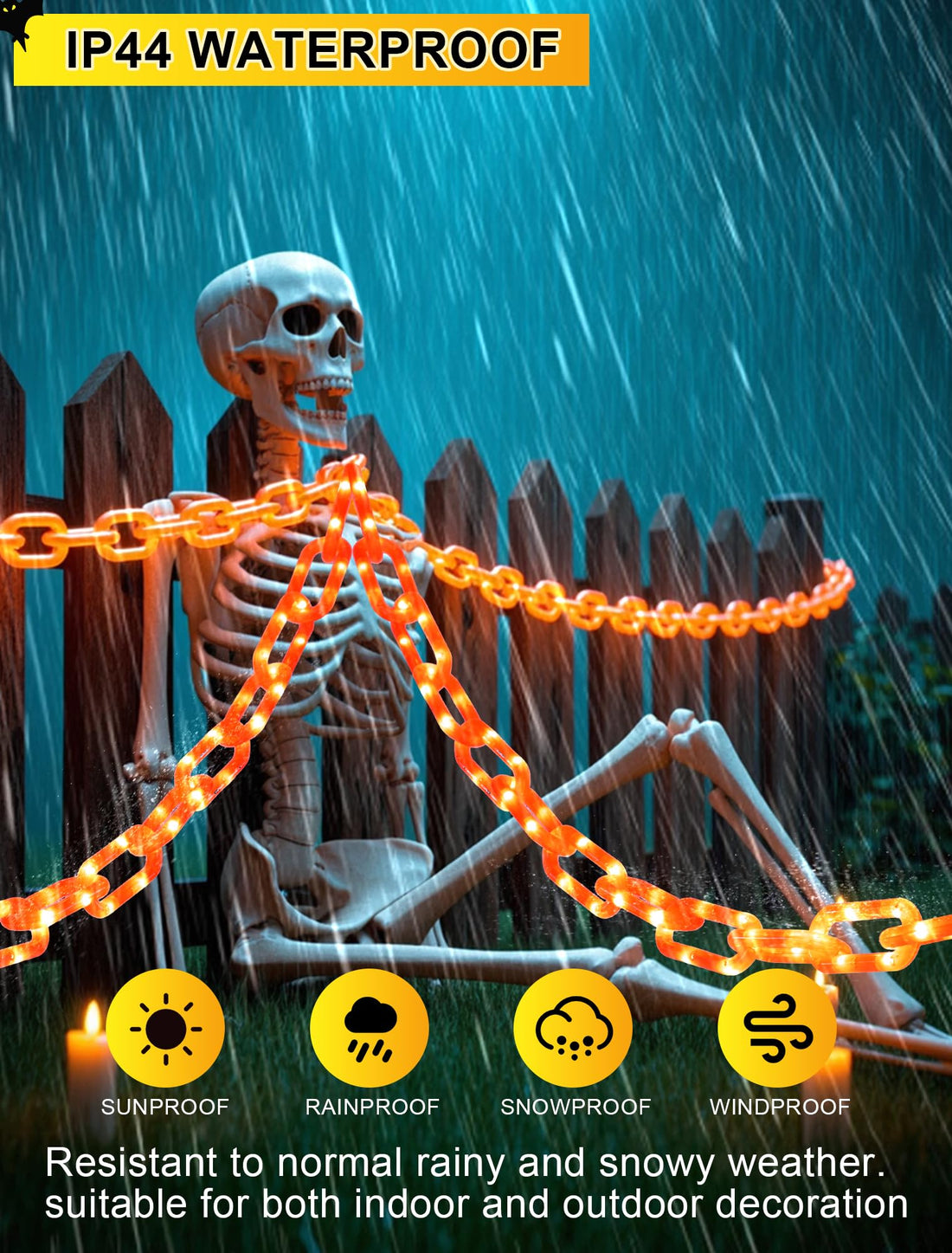 Halloween Battery-Operated Orange LED String Lights - Halloween Battery-Operated Orange LED String Lights