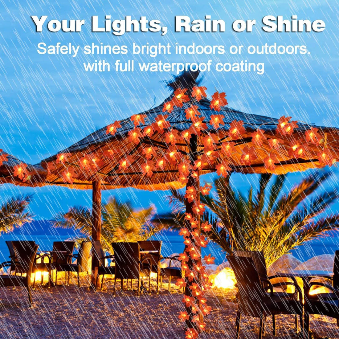 TURNMEON 2-Pack 20ft Maple Leaf LED String Lights - TURNMEON 2-Pack 20ft Maple Leaf LED String Lights