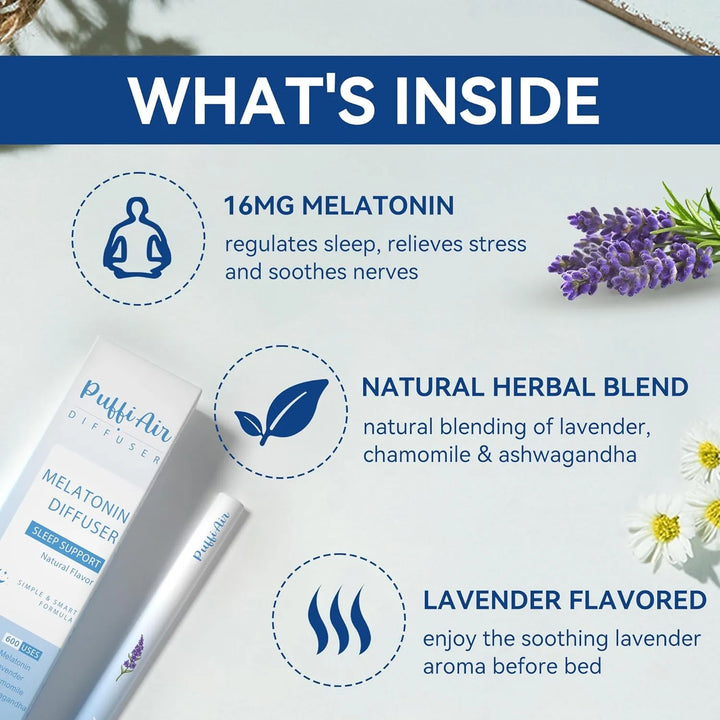 Herbal Melatonin Diffuser Upgraded with Lavender, Chamonile and Ashwagandha for Sleep Support