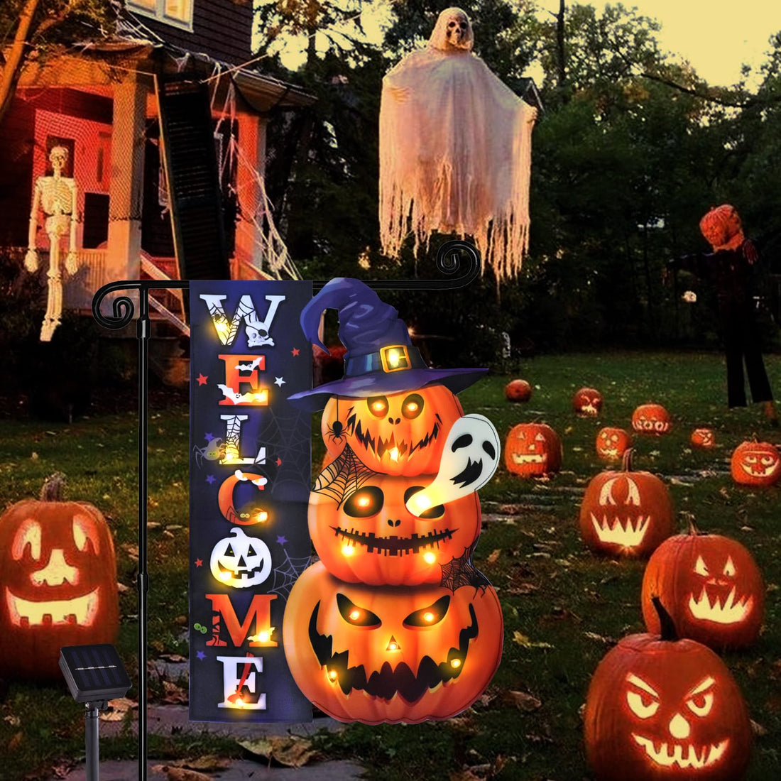 Halloween Lighted Garden Flag for Outside - Halloween Lighted Garden Flag for Outside