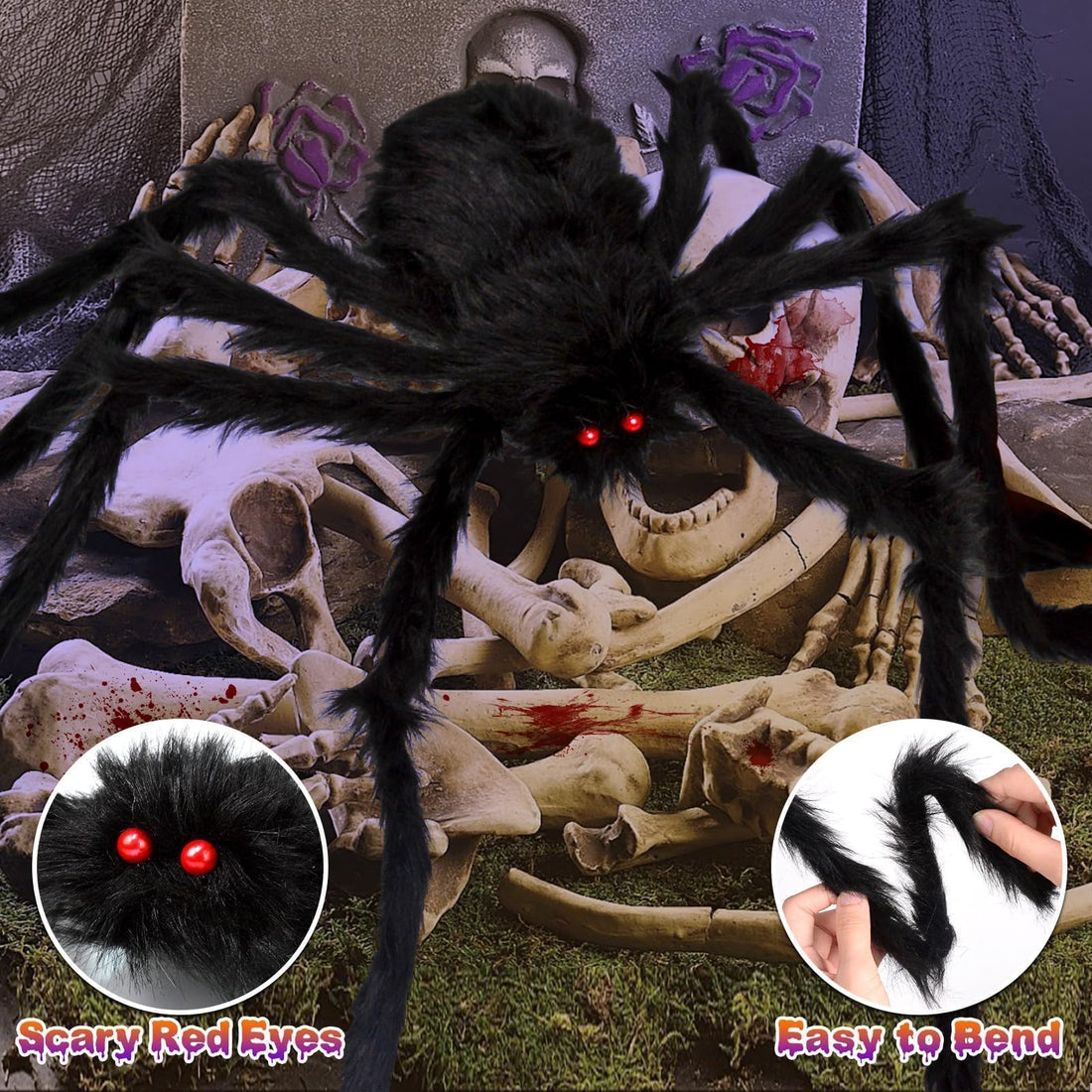 '200' Spider Web with 59' Giant Spider – Halloween Outdoor/Indoor Decor for Yard - '200' Spider Web with 59' Giant Spider – Halloween Outdoor/Indoor Decor for Yard