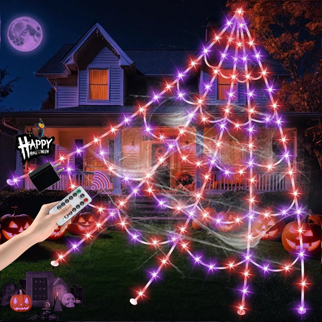 550 LED Halloween Spider Web Lights - 550 LED Halloween Spider Web Lights