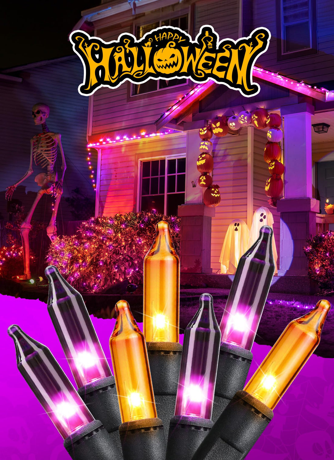 Minetom 25FT Halloween Purple String Lights - Minetom 25FT Halloween Purple String Lights