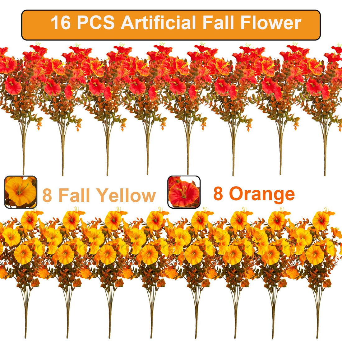 Grunyia 16 PCS Outdoor Fall Artificial Flower - Grunyia 16 PCS Outdoor Fall Artificial Flower