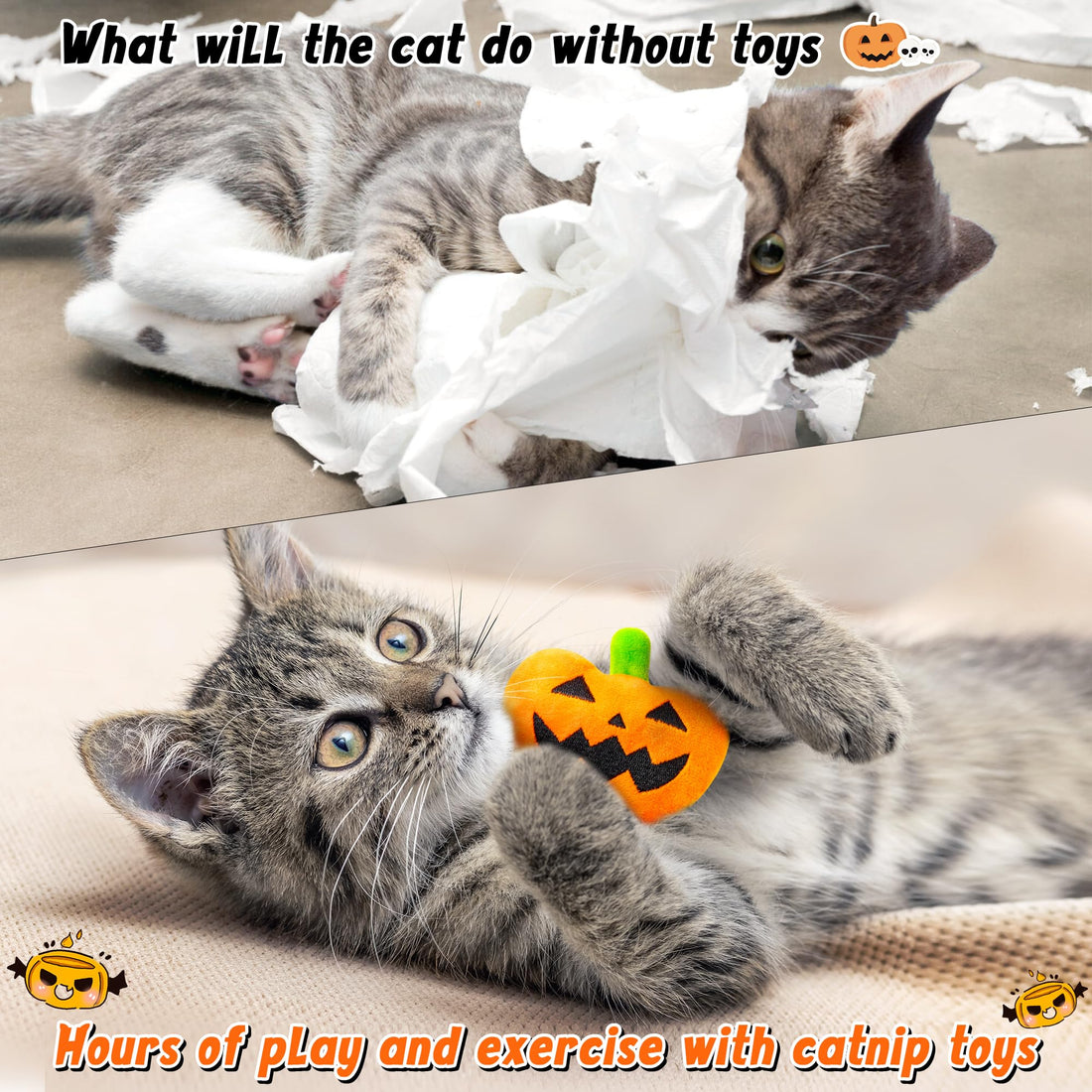 MALLMALL6 Halloween Catnip Toys – 5pcs Pumpkin Teething Set for Kittens & Cats - MALLMALL6 Halloween Catnip Toys – 5pcs Pumpkin Teething Set for Kittens & Cats