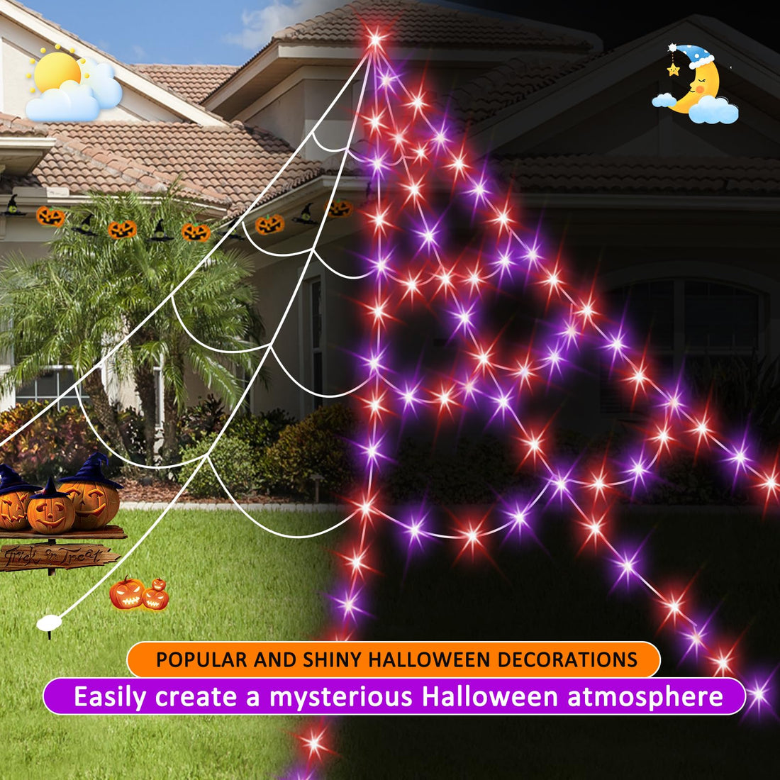 550 LED Halloween Spider Web Lights - 550 LED Halloween Spider Web Lights