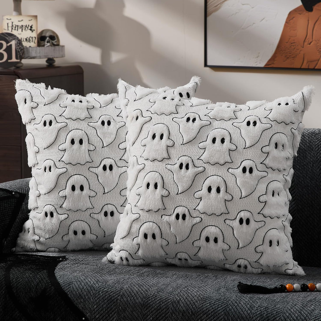 DFXSZ Halloween Ghost Pillow Covers – Set of 2 - DFXSZ Halloween Ghost Pillow Covers – Set of 2