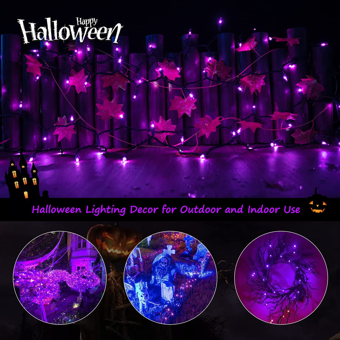 Minetom 25FT Halloween Purple String Lights - Minetom 25FT Halloween Purple String Lights