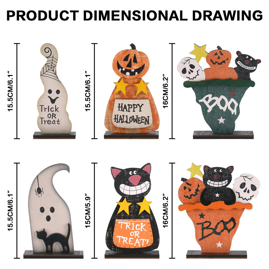 Halloween Wooden Tabletop Decorations (Set of 5) - Halloween Wooden Tabletop Decorations (Set of 5)