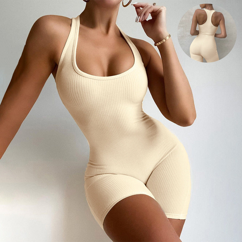 Women’s Backless Yoga Jumpsuit - Slimming Sleeveless Activewear for Fitness & Casual Wear - Women’s Backless Yoga Jumpsuit - Slimming Sleeveless Activewear for Fitness & Casual Wear