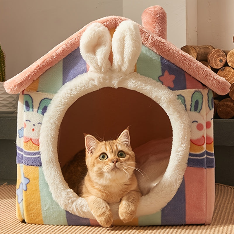 Cozy Winter Dog House  Soft & Detachable Bed with Mat - Cozy Winter Dog House  Soft & Detachable Bed with Mat