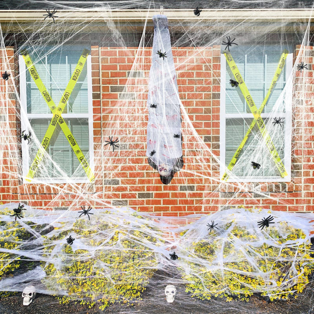 1400 Sqft Halloween Spider Web with 150 Fake Spiders - 1400 Sqft Halloween Spider Web with 150 Fake Spiders