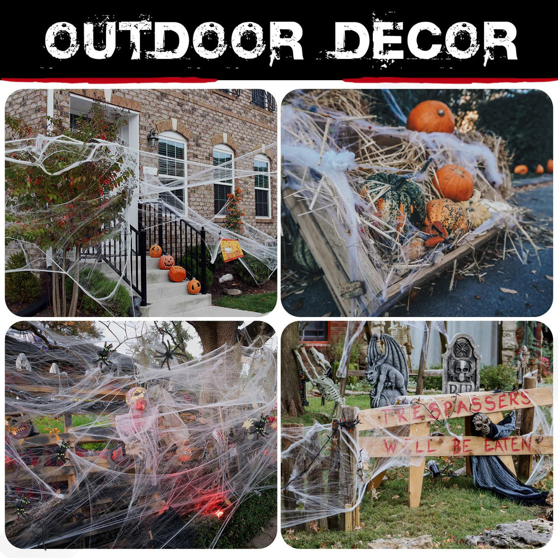 1400 Sqft Halloween Spider Web with 150 Fake Spiders - 1400 Sqft Halloween Spider Web with 150 Fake Spiders