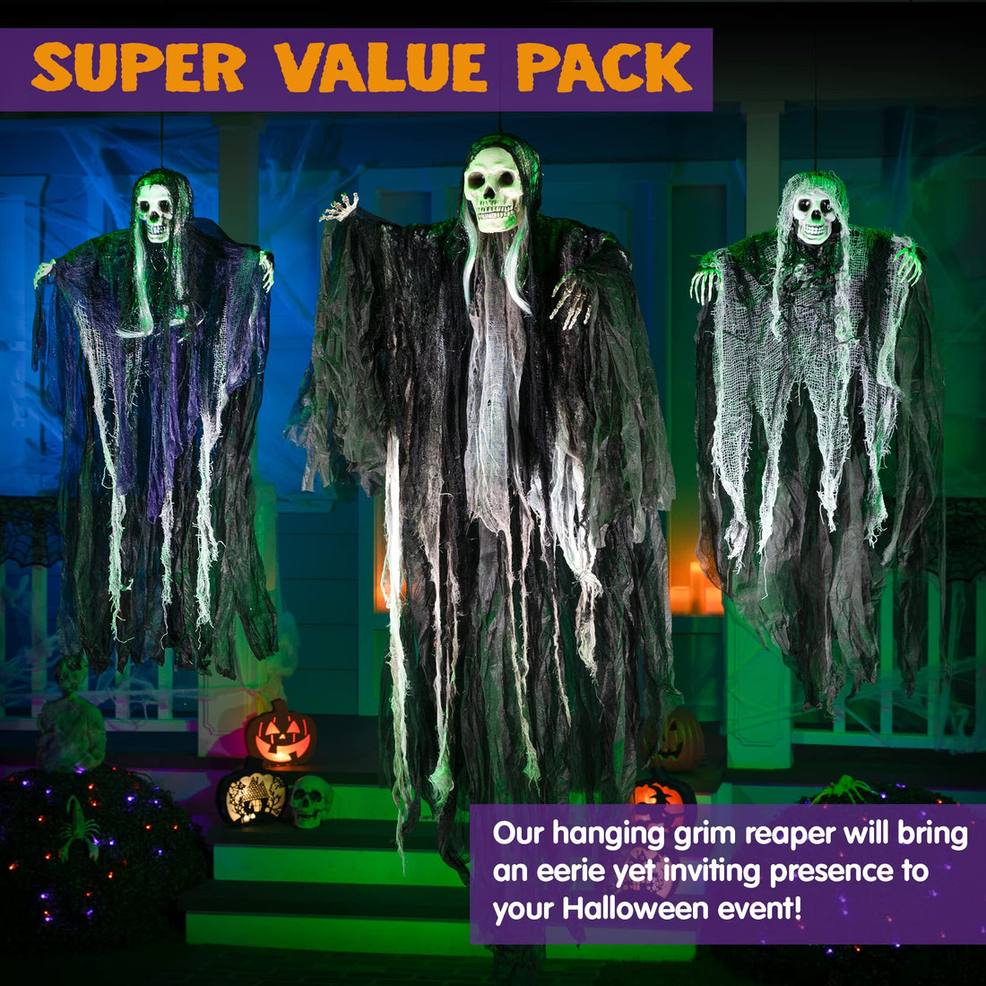 JOYIN 3-Pack Hanging Skeleton Ghosts - JOYIN 3-Pack Hanging Skeleton Ghosts