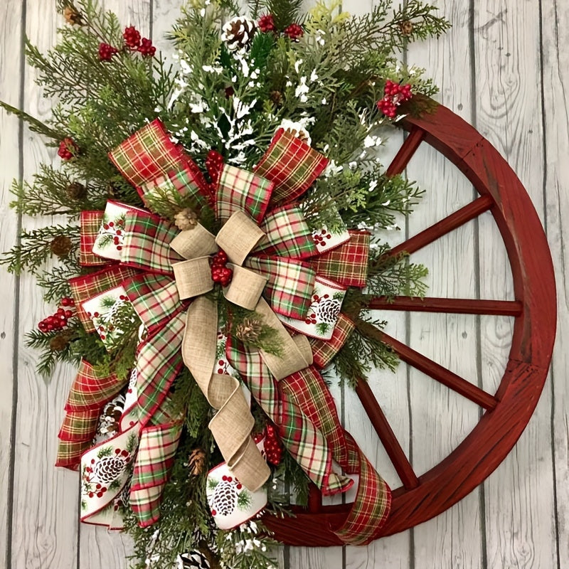 European Style Wooden Wheel Christmas Wreath - European Style Wooden Wheel Christmas Wreath