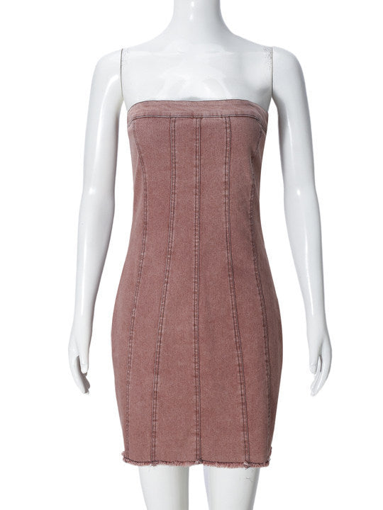 Fashion Backless Tube Denim Dress Summer Sexy Y2K Slim Short Dresses For Women Clothing - Fashion Backless Tube Denim Dress Summer Sexy Y2K Slim Short Dresses For Women Clothing