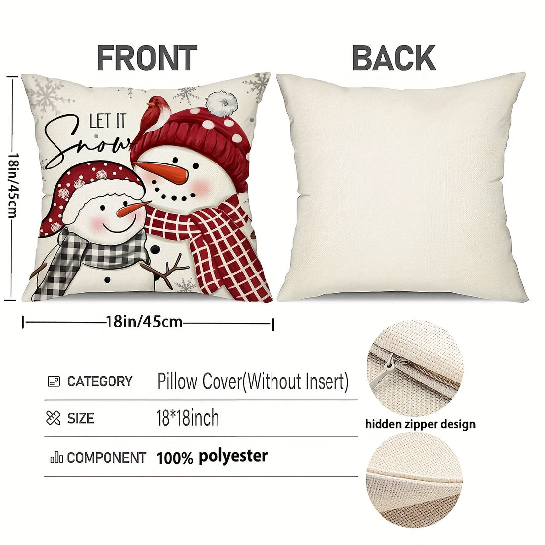 Festive 4-Piece Christmas Pillow Cover Set - Festive 4-Piece Christmas Pillow Cover Set