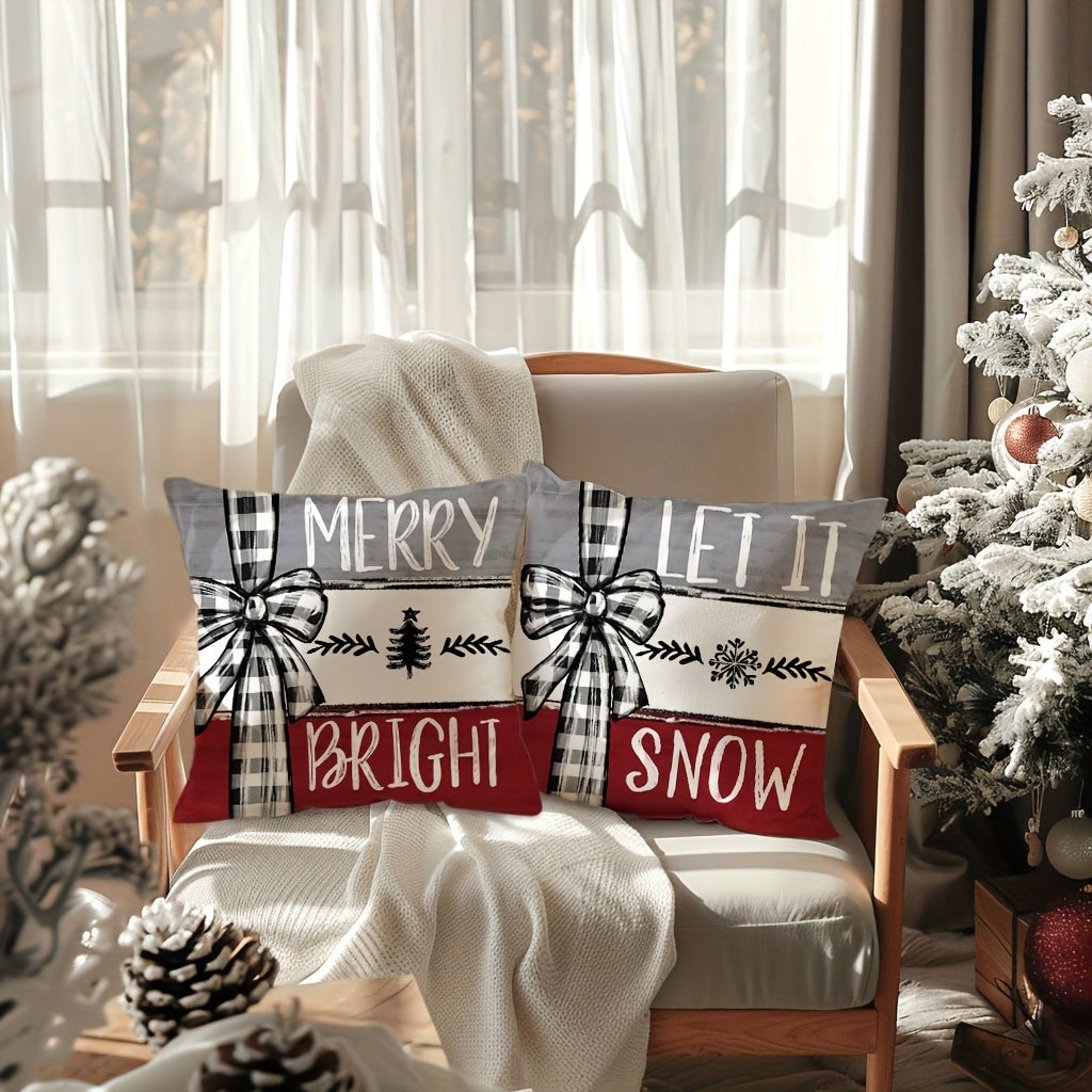 Festive 4-Piece Christmas Pillow Cover Set - Festive 4-Piece Christmas Pillow Cover Set