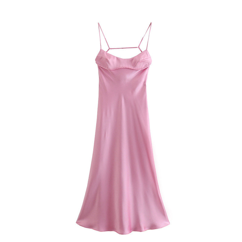 Women Camis Satin Long Dresses Elegant Sleeveless Slip Holiday Party Dresses - Women Camis Satin Long Dresses Elegant Sleeveless Slip Holiday Party Dresses