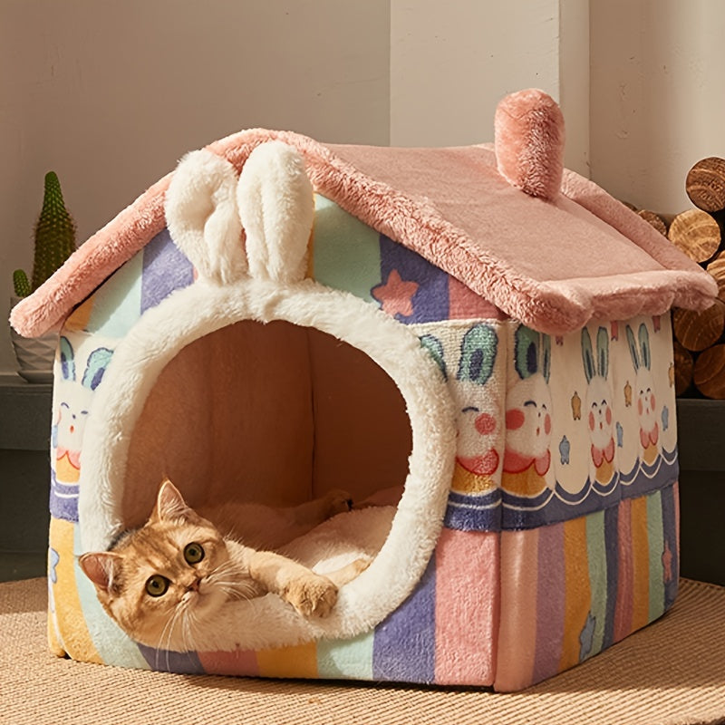 Cozy Winter Dog House  Soft & Detachable Bed with Mat - Cozy Winter Dog House  Soft & Detachable Bed with Mat