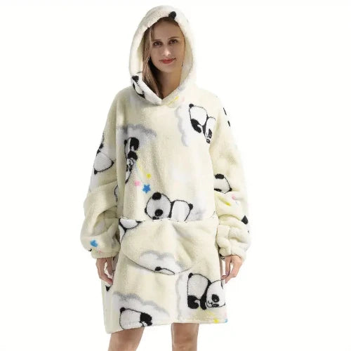 Oversized Sherpa Blanket Hoodie for Lounging and Cozy Winter Night - Oversized Sherpa blanket hoodie for cozy warmth
