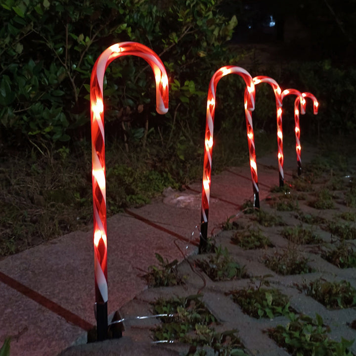 Candy Cane Family-friendly Bright Solar-Powered Lights for Christmas Celebrations