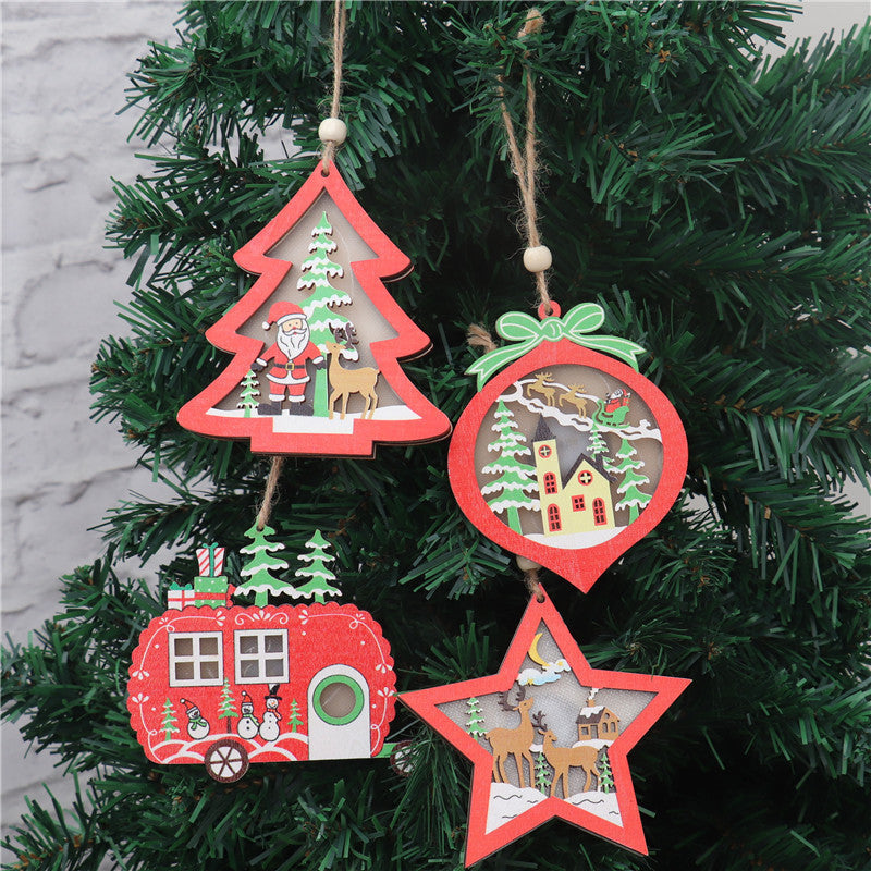 Christmas Decorations Hollow Wooden Pendant - Christmas Decorations Hollow Wooden Pendant