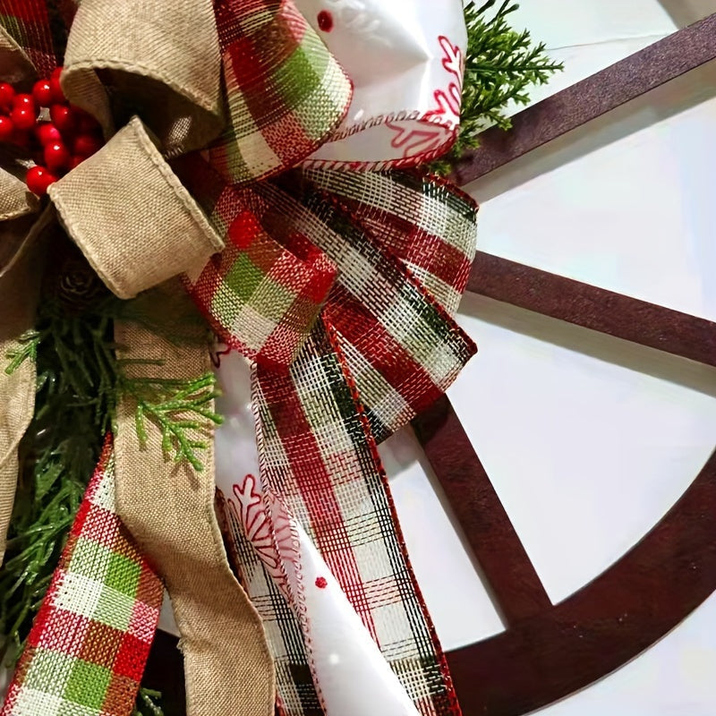 European Style Wooden Wheel Christmas Wreath - European Style Wooden Wheel Christmas Wreath