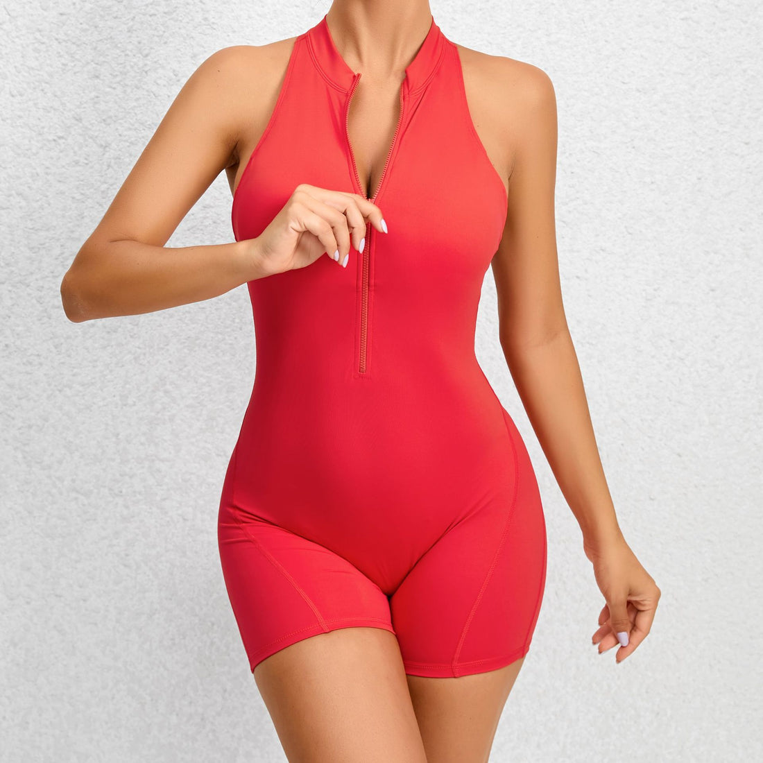 Women’s Shorts Yoga Jumpsuit - Zippered Tummy Control Activewear for Summer Fitness & Running - Women’s Shorts Yoga Jumpsuit - Zippered Tummy Control Activewear for Summer Fitness & Running