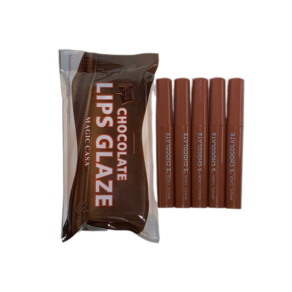 Five Pieces Of Chocolate Lip Glaze Set Matte Finish - Five Pieces Of Chocolate Lip Glaze Set Matte Finish