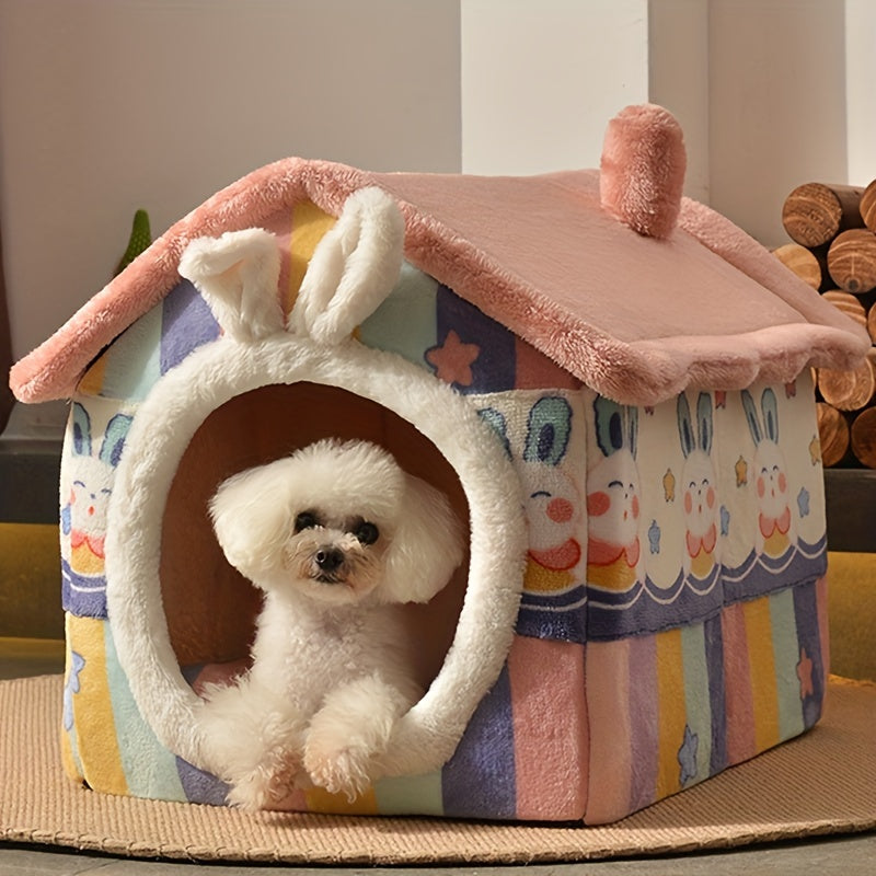 Cozy Winter Dog House  Soft & Detachable Bed with Mat - Cozy Winter Dog House  Soft & Detachable Bed with Mat