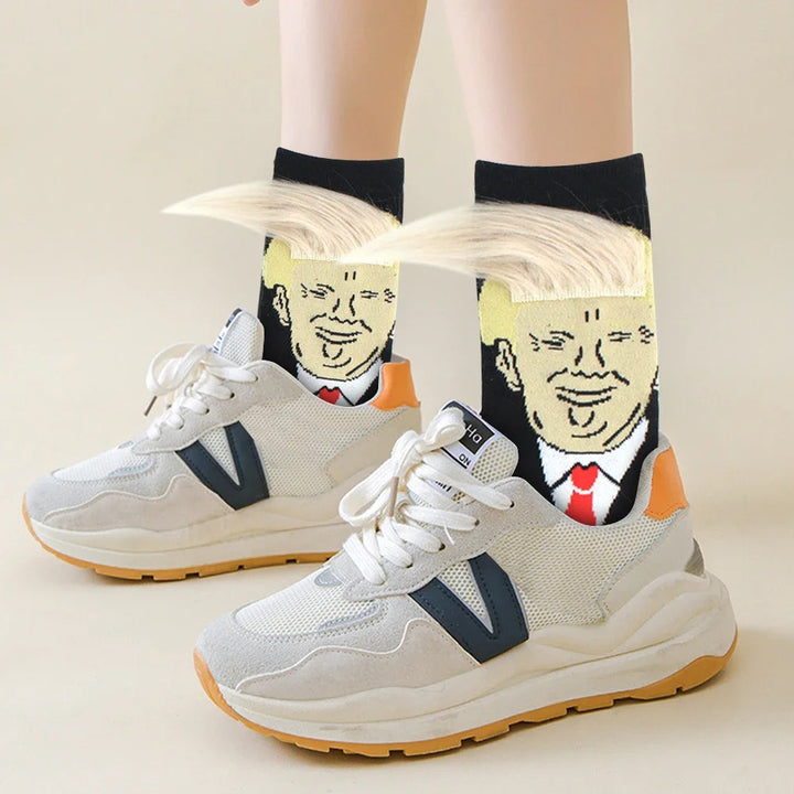 Funky and Trendy Donald Trump Face and 3D Hair Socks