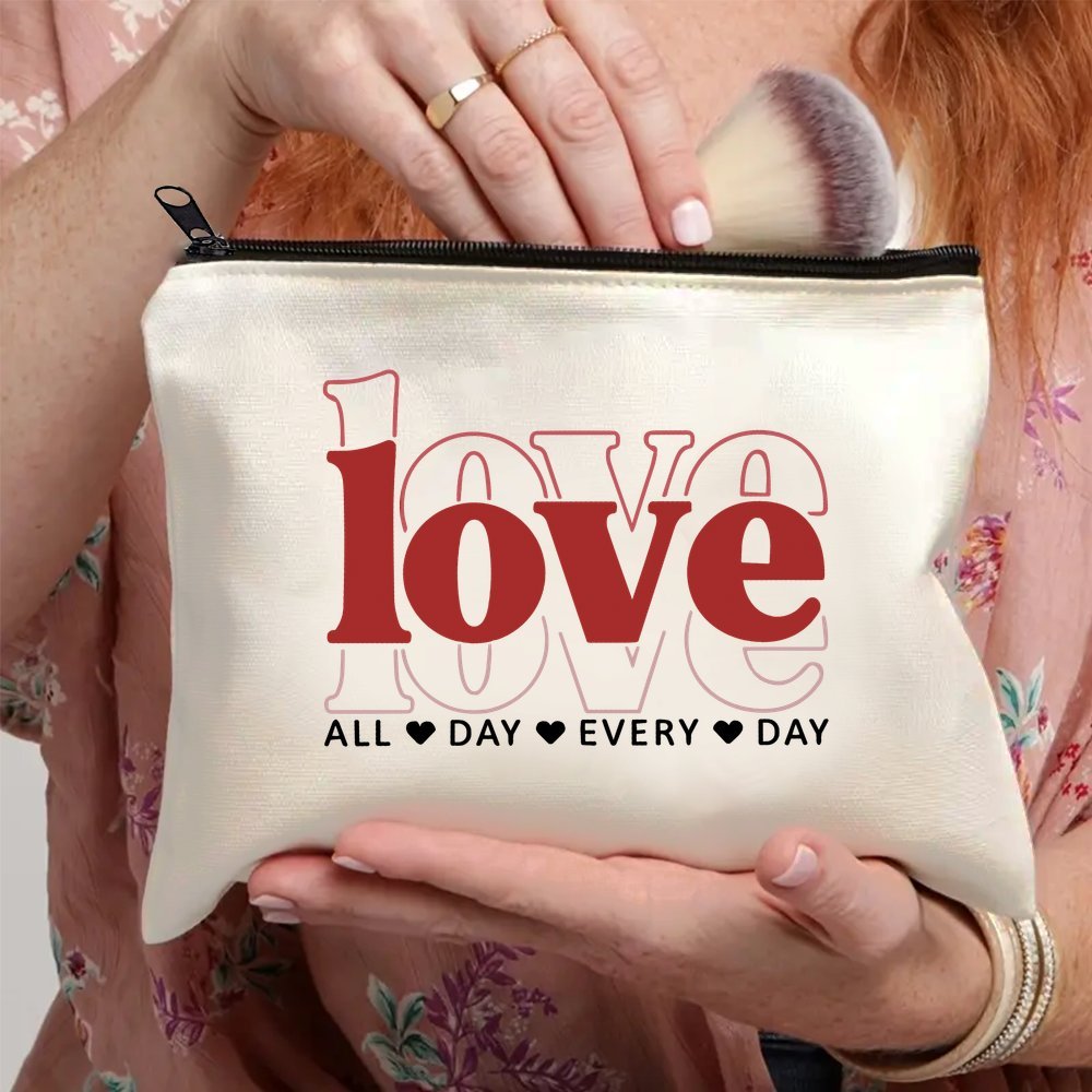 Valentine's Day Love Pattern Cosmetic Bag - Valentine's Day Love Pattern Cosmetic Bag