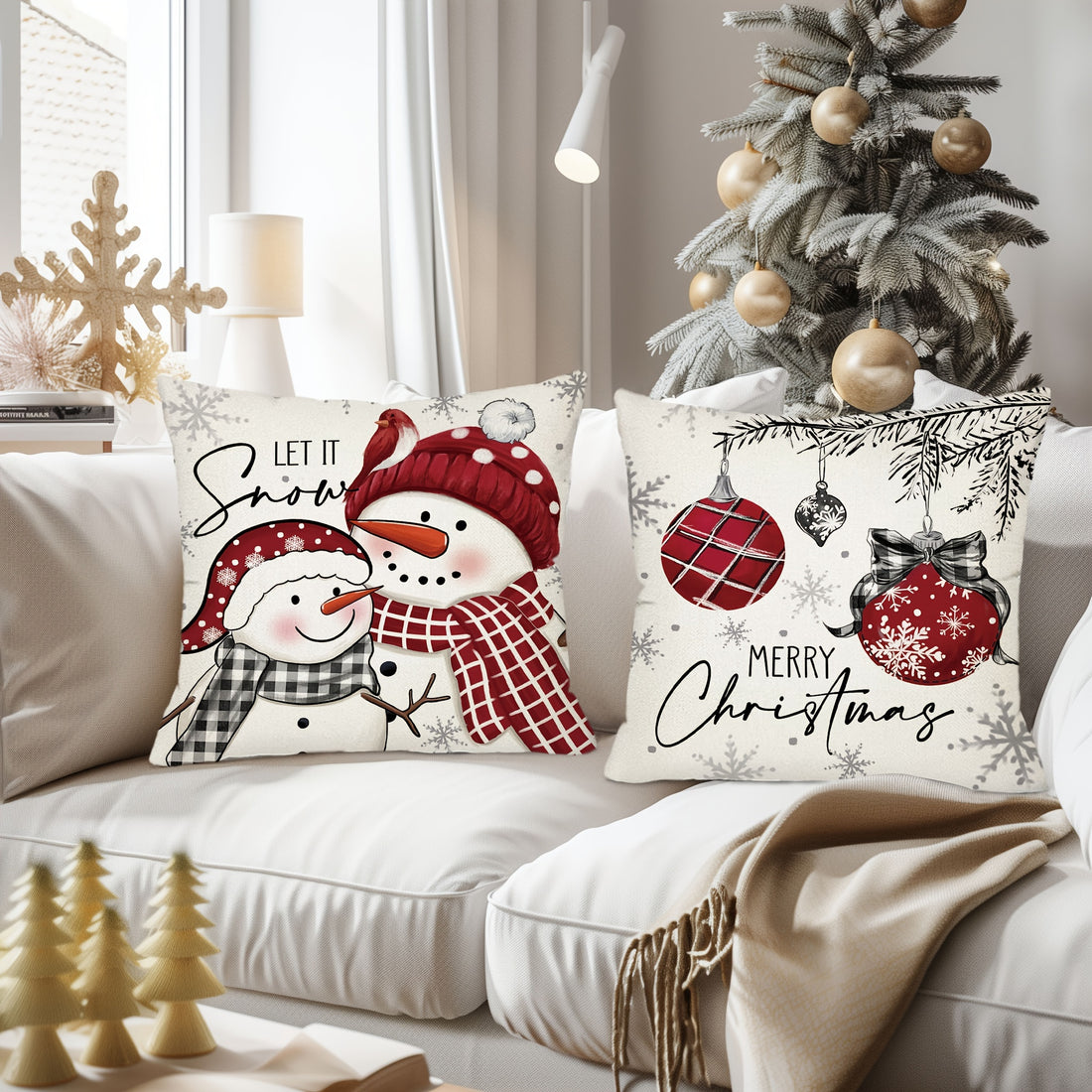 Festive 4-Piece Christmas Pillow Cover Set - Festive 4-Piece Christmas Pillow Cover Set