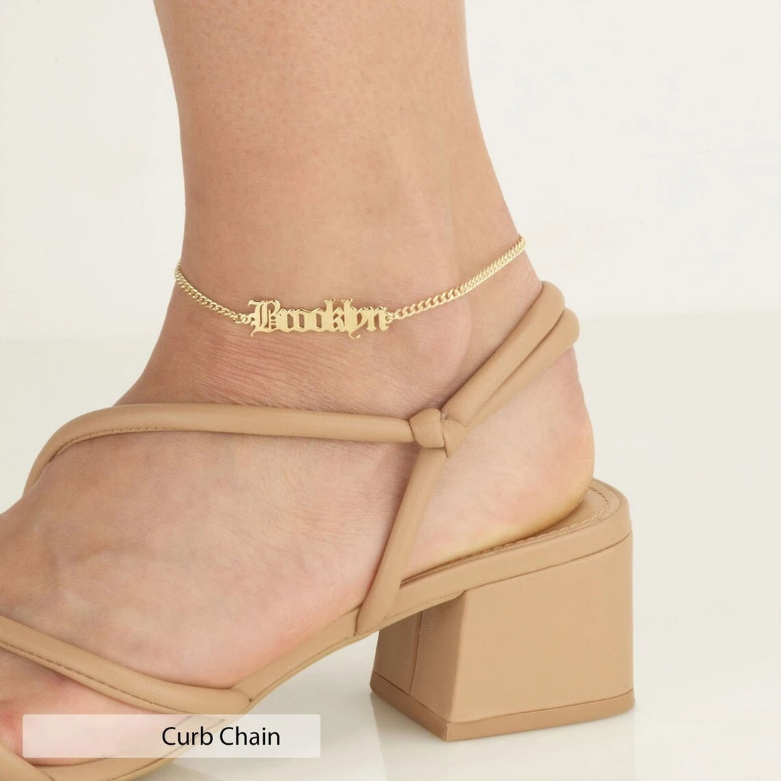 Stainless Steel Gold Color Nameplate Ankle Bracelet Handmade Gifts For Her - Stainless Steel Gold Color Nameplate Ankle Bracelet Handmade Gifts For Her